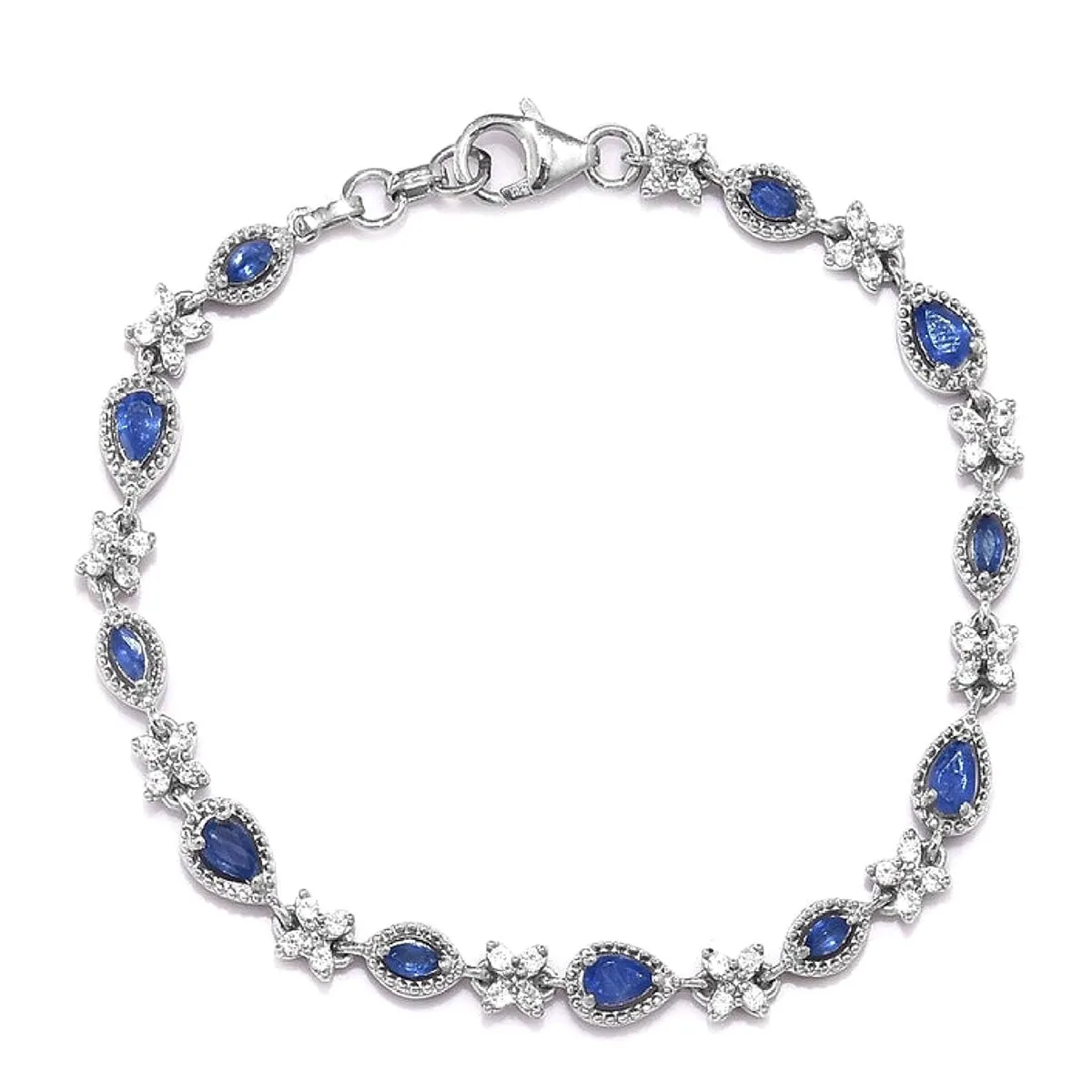 Sapphire 925 Sterling Silver Tennis Bracelet Jewelry