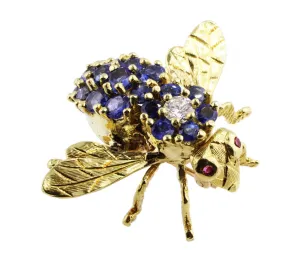 Sapphire Fly Brooch