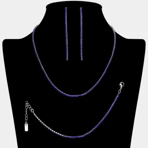 Sapphire Rhinestone Jewelry Set | Homecoming Jewelry |  650580