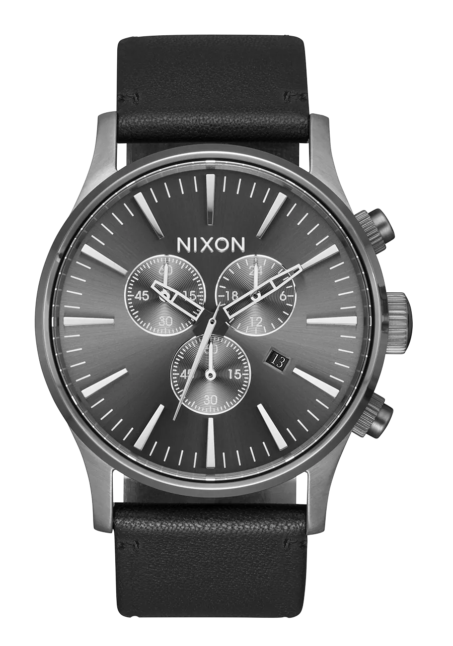 Sentry Chrono Leather - Matte Black / Gold / Black