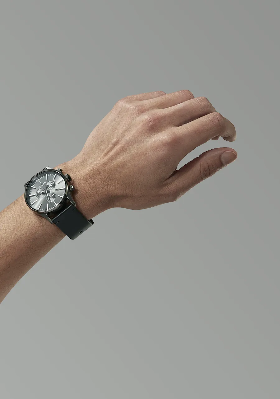 Sentry Chrono Leather - Matte Black / Gold / Black
