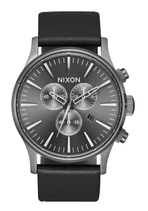 Sentry Chrono Leather - Matte Black / Gold / Black