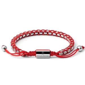 Silver Braided Box Chain Bracelet in Red
