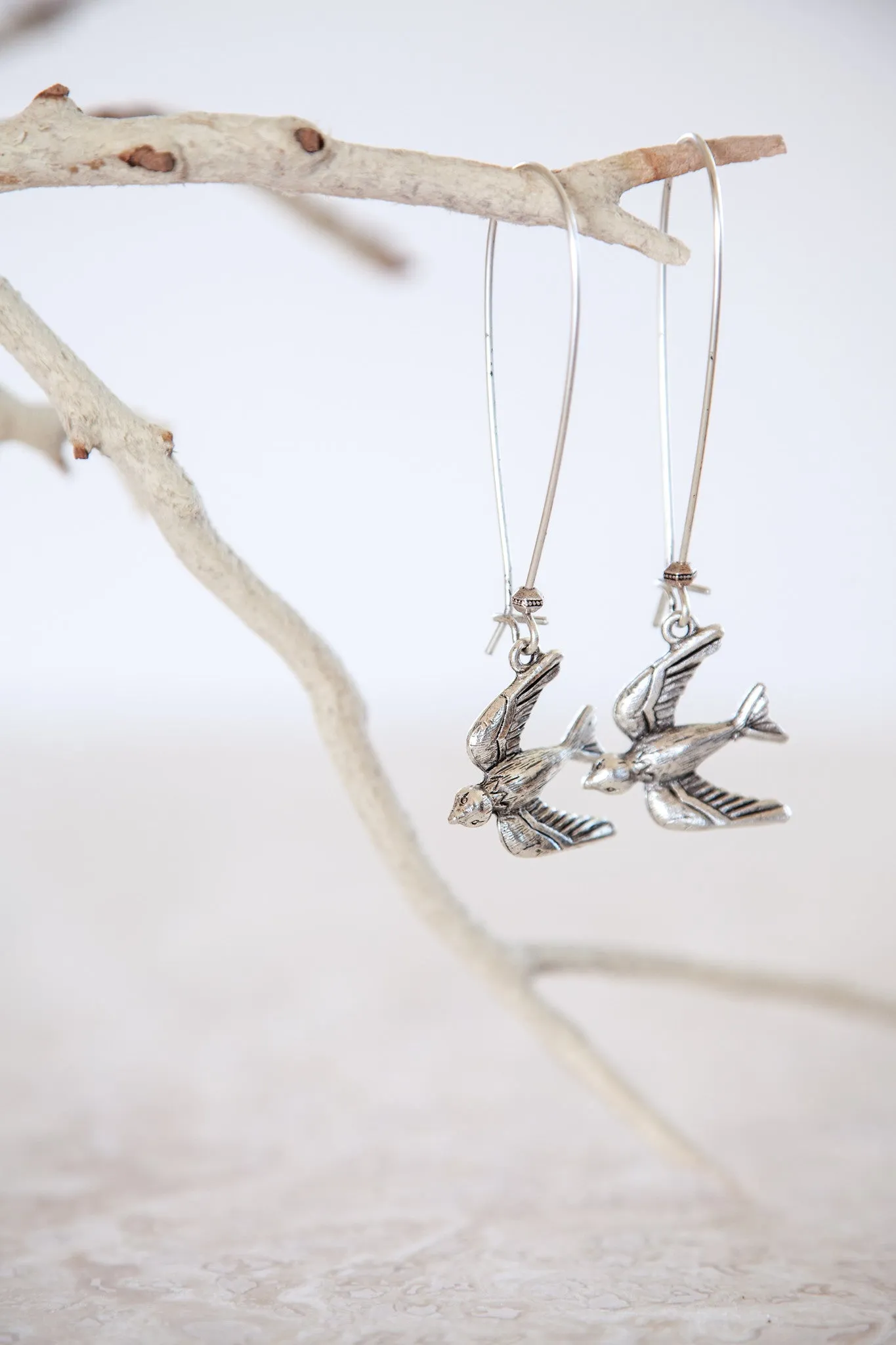 Silver Plated Flying Bird Earrings