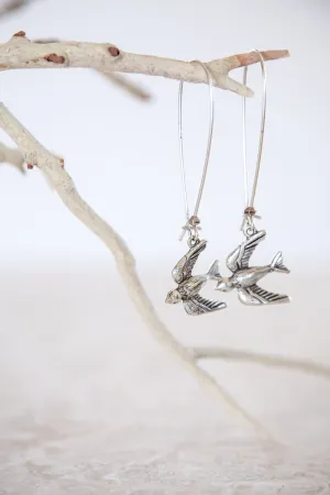 Silver Plated Flying Bird Earrings