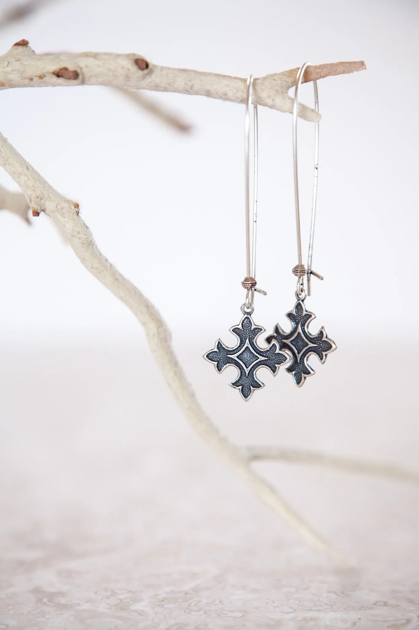 Silver Plated Vintage Cross Earrings