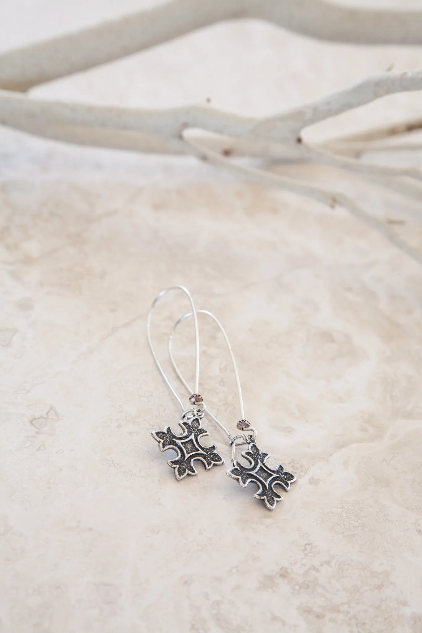 Silver Plated Vintage Cross Earrings