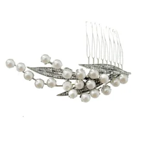 SimanTu Fresh water pearl and Crystal haircomb