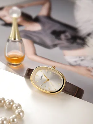 Simple Leather Strap Quartz Wristwatch