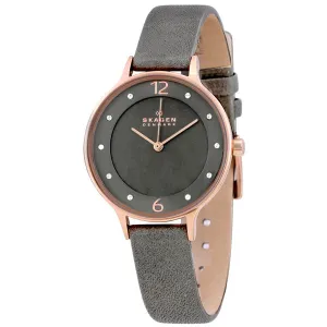 Skagen Anita Lille Grey Leather Strap Grey Dial Quartz Watch for Ladies - SKW2267
