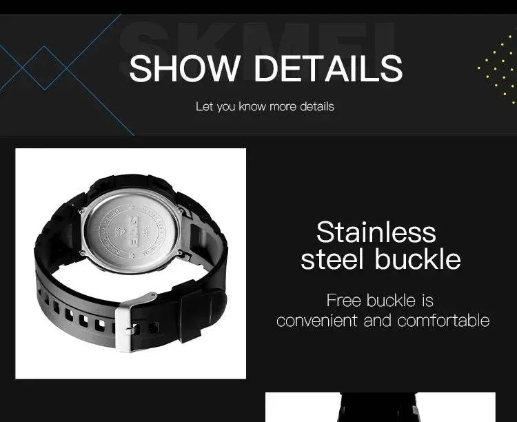 SKMEI 1560 Men 2 Time 10 Year Battery Alarm Clock reloj hombre Sport Fitness Watches Mens Digital 100M Waterproof Wrist Watch
