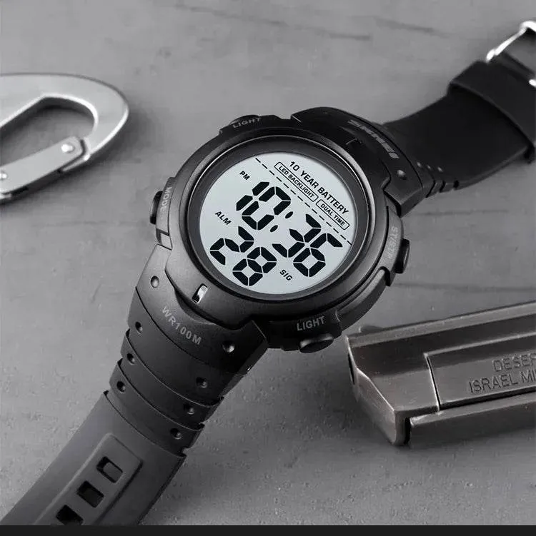 SKMEI 1560 Men 2 Time 10 Year Battery Alarm Clock reloj hombre Sport Fitness Watches Mens Digital 100M Waterproof Wrist Watch