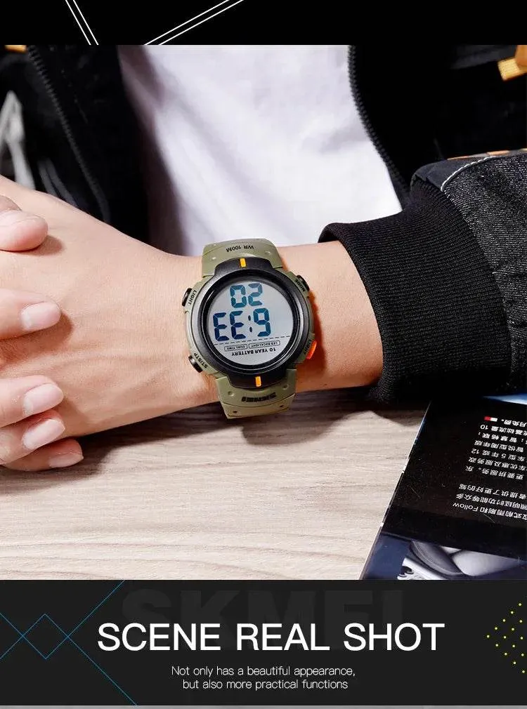 SKMEI 1560 Men 2 Time 10 Year Battery Alarm Clock reloj hombre Sport Fitness Watches Mens Digital 100M Waterproof Wrist Watch