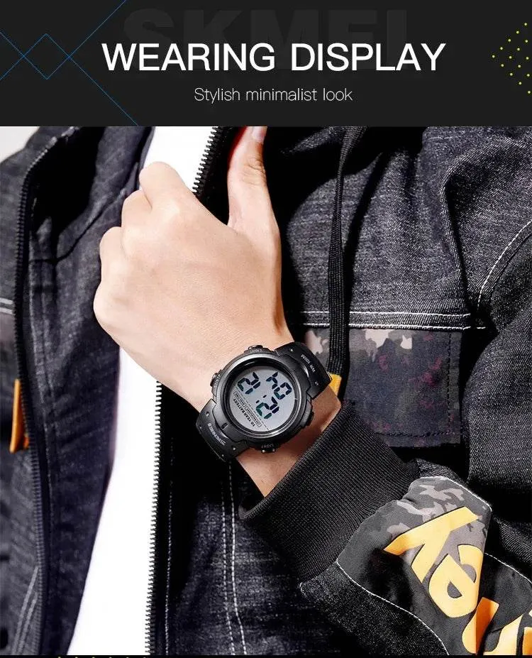 SKMEI 1560 Men 2 Time 10 Year Battery Alarm Clock reloj hombre Sport Fitness Watches Mens Digital 100M Waterproof Wrist Watch