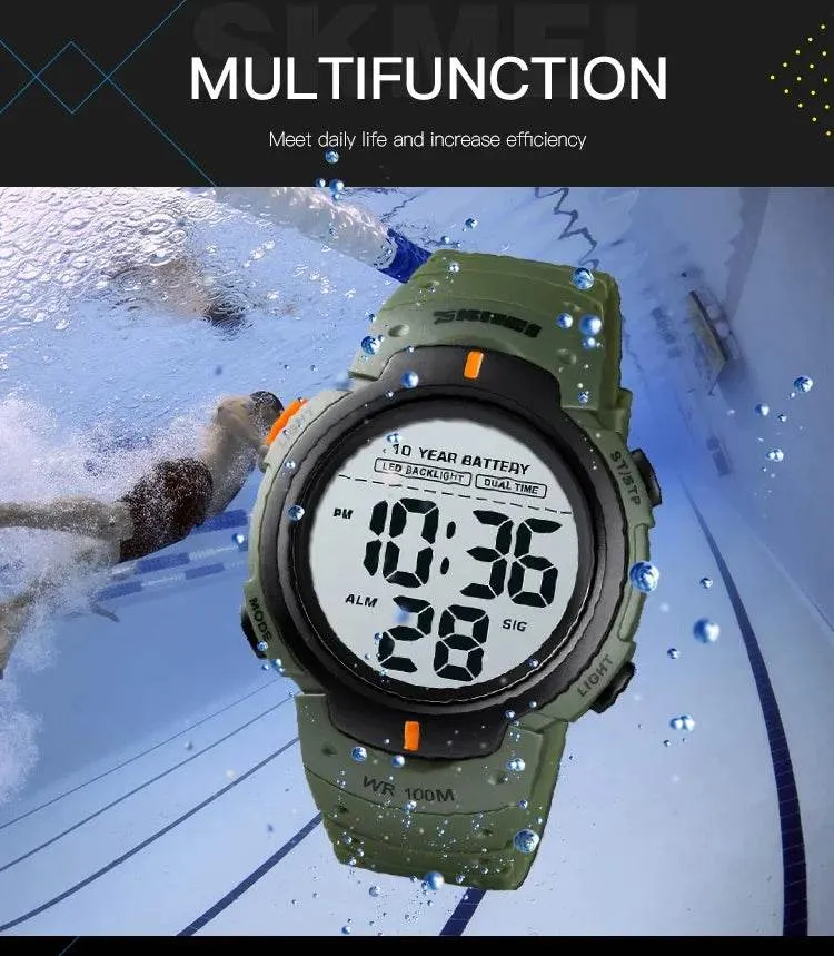 SKMEI 1560 Men 2 Time 10 Year Battery Alarm Clock reloj hombre Sport Fitness Watches Mens Digital 100M Waterproof Wrist Watch