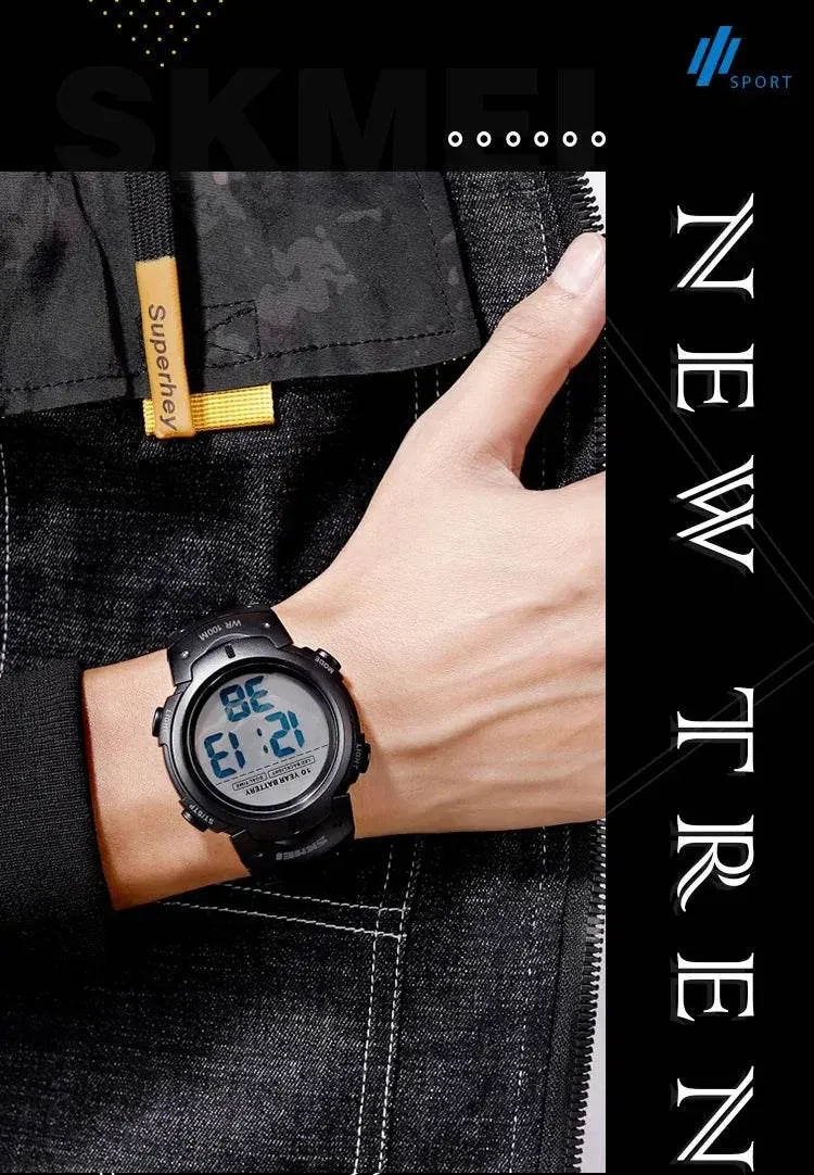 SKMEI 1560 Men 2 Time 10 Year Battery Alarm Clock reloj hombre Sport Fitness Watches Mens Digital 100M Waterproof Wrist Watch