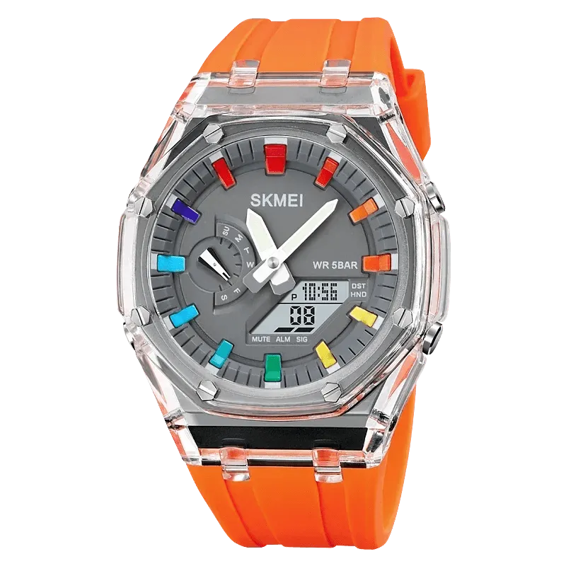 SKMEI Waterproof Men Watch Countdown Stopwatch Led Light Electronic Movement Wristwatch 5Alarm Clock 2 Time Digital Watches 2100