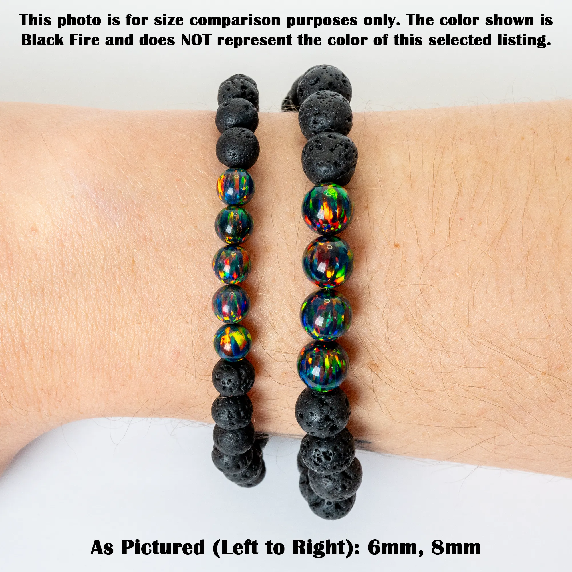 Sleepy Lavender Opal & Lava Stone Beaded Bracelet