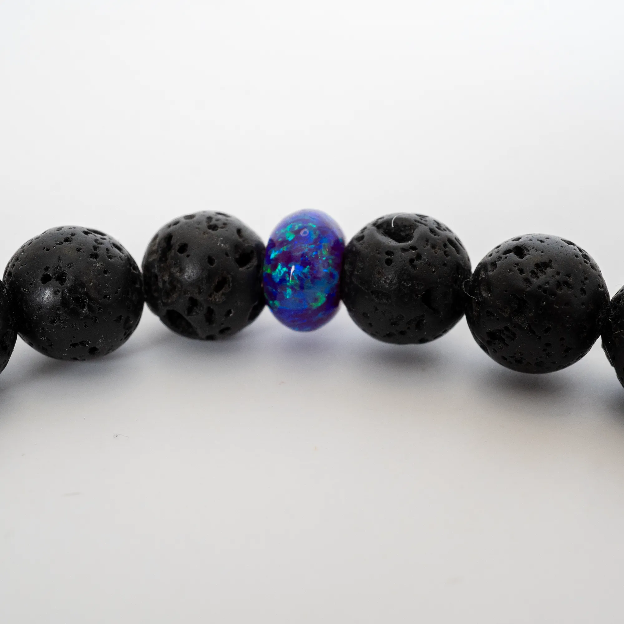Sleepy Lavender Opal & Lava Stone Beaded Bracelet