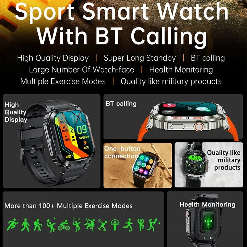 Smart Watch 1.96" HD Touch Screen (320×386) Bluetooth Calling Heart Rate Monitoring - Outdoor Fitness Tracker