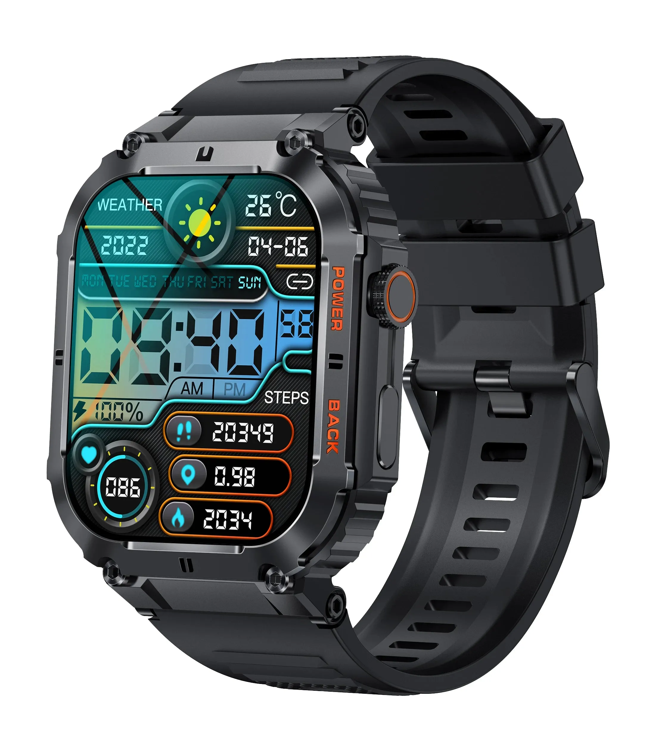 Smart Watch 1.96" HD Touch Screen (320×386) Bluetooth Calling Heart Rate Monitoring - Outdoor Fitness Tracker