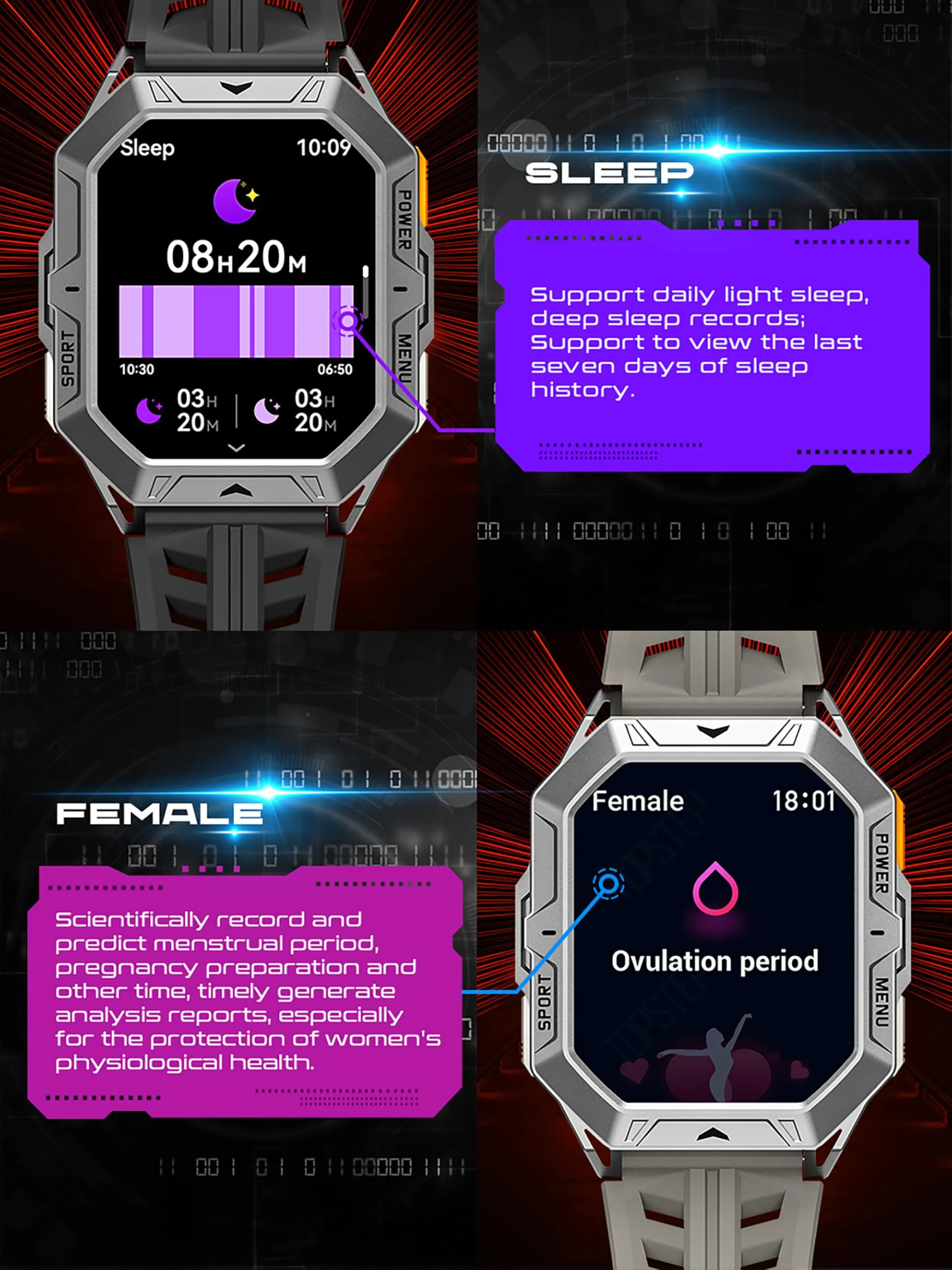 Smart Watch Answer/Make Calls Compass Barometer 1000mAh Extra-Long Battery Rugged 100  Sports Modes Outdoor Military 2.13 inch AMOLED Smart Watches