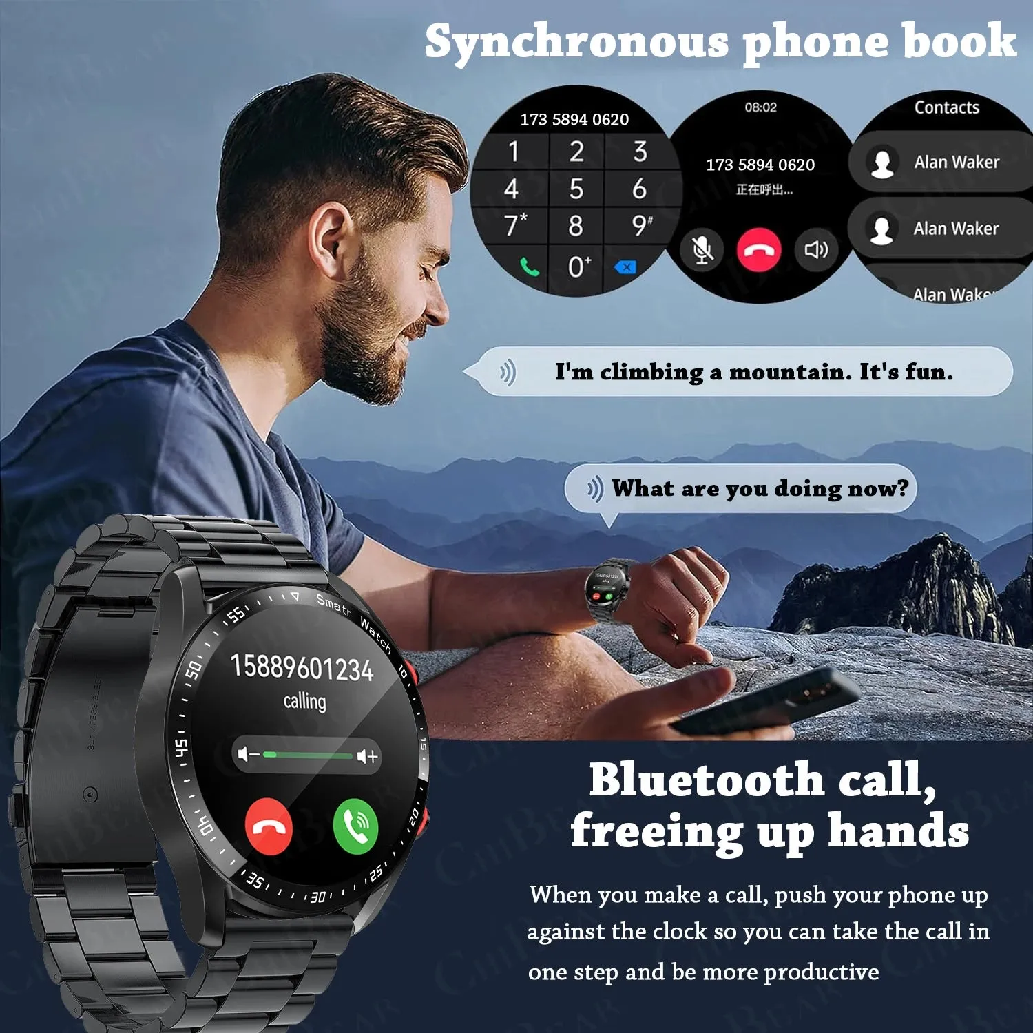 Smartwatch 1.5-Inch Full Touch Screen Bluetooth Call Business Fitness Sports Watch