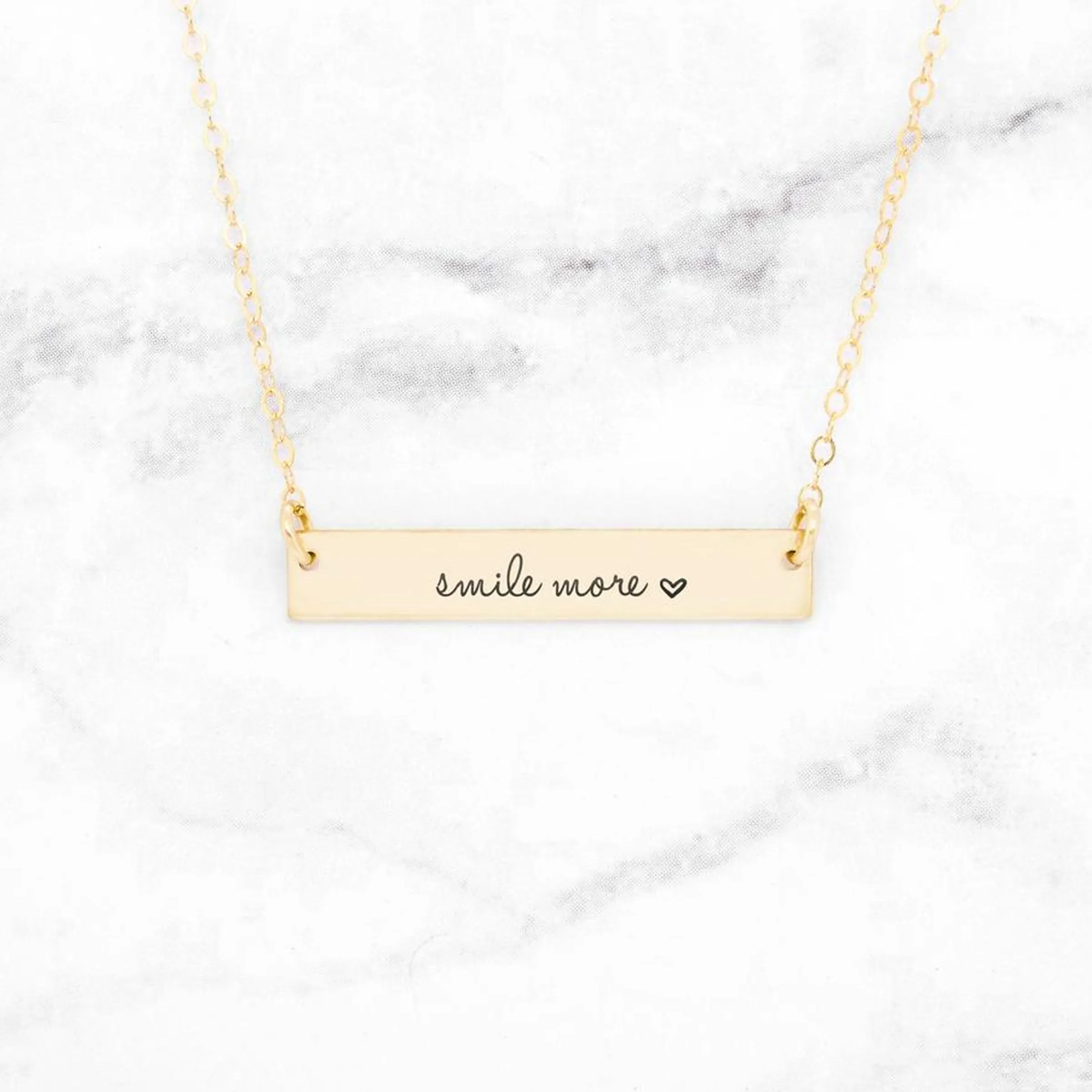 Smile More Necklace - Custom Quote Bar Necklace