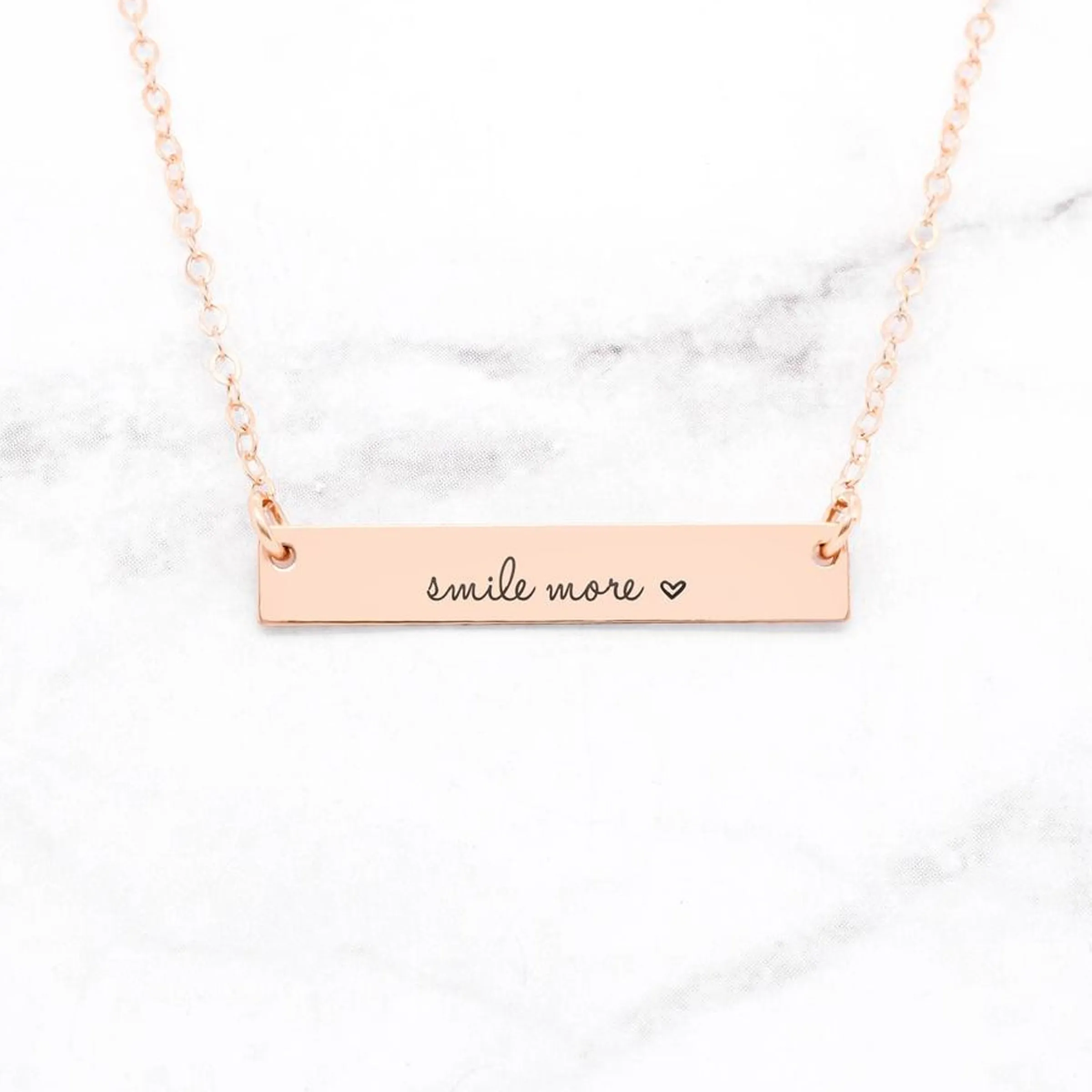 Smile More Necklace - Custom Quote Bar Necklace