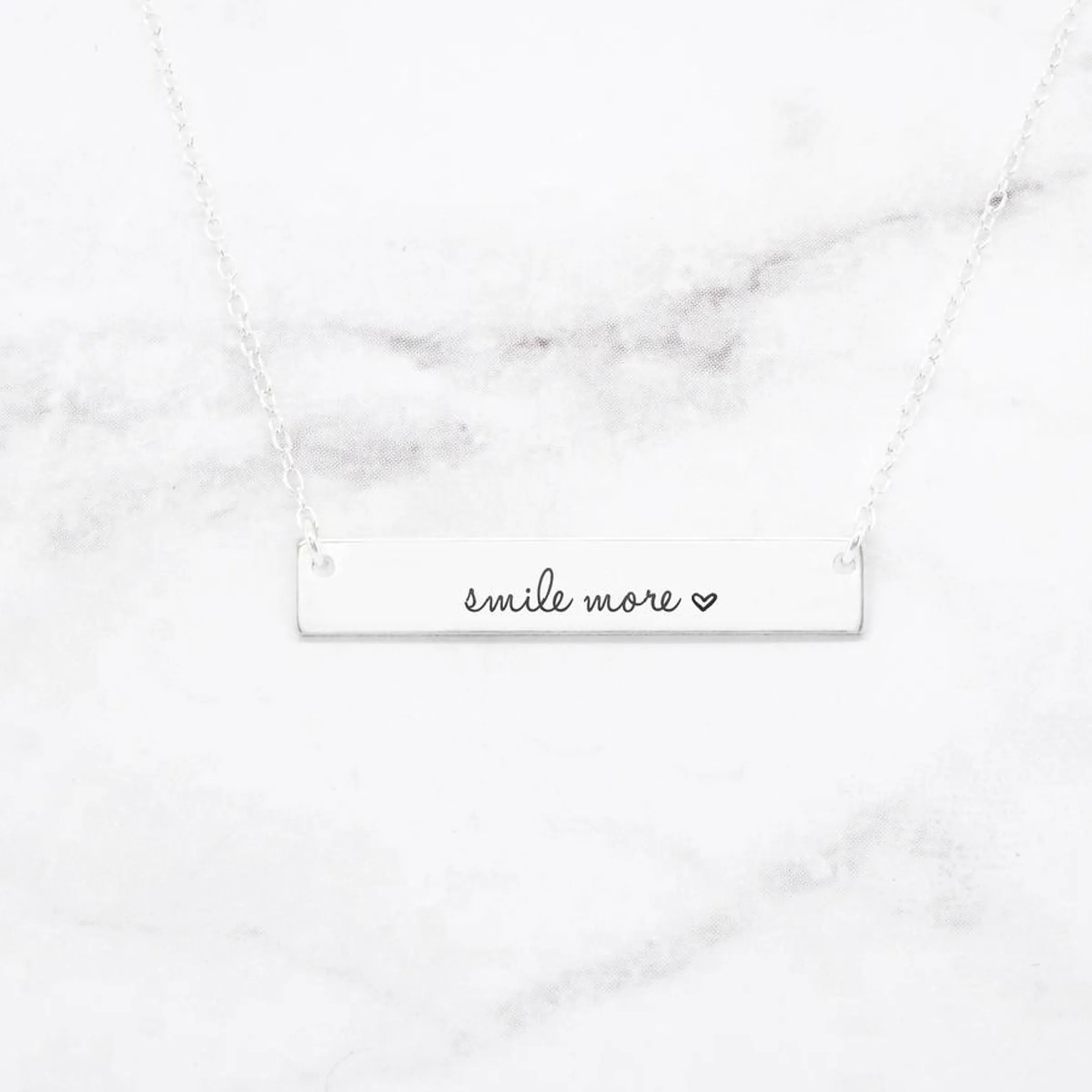 Smile More Necklace - Custom Quote Bar Necklace
