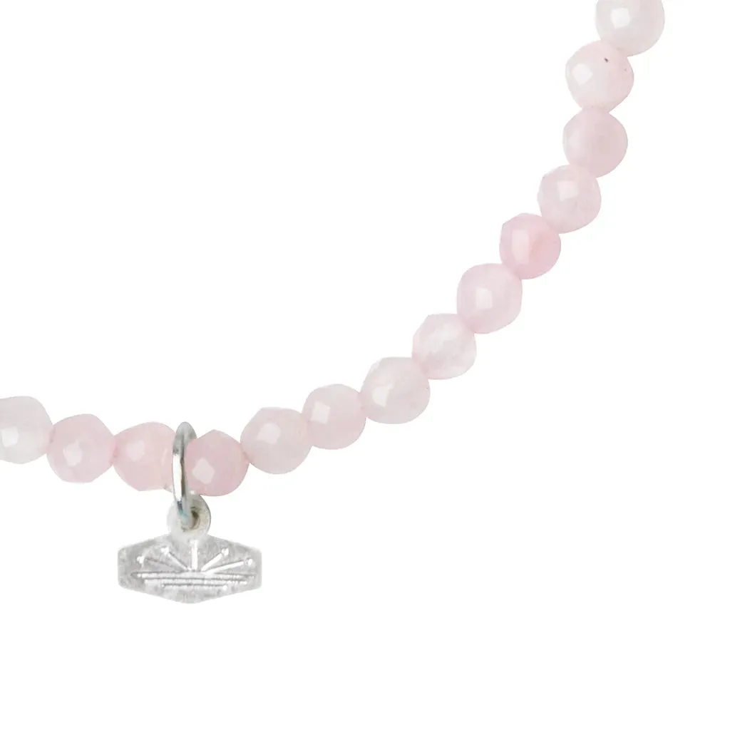 SP003 Stone Stacking Bracelet Rose Quartz Silver