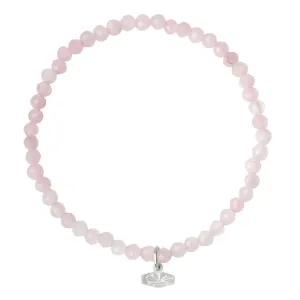 SP003 Stone Stacking Bracelet Rose Quartz Silver