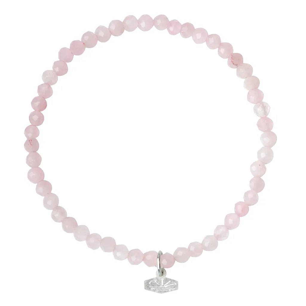 SP003 Stone Stacking Bracelet Rose Quartz Silver