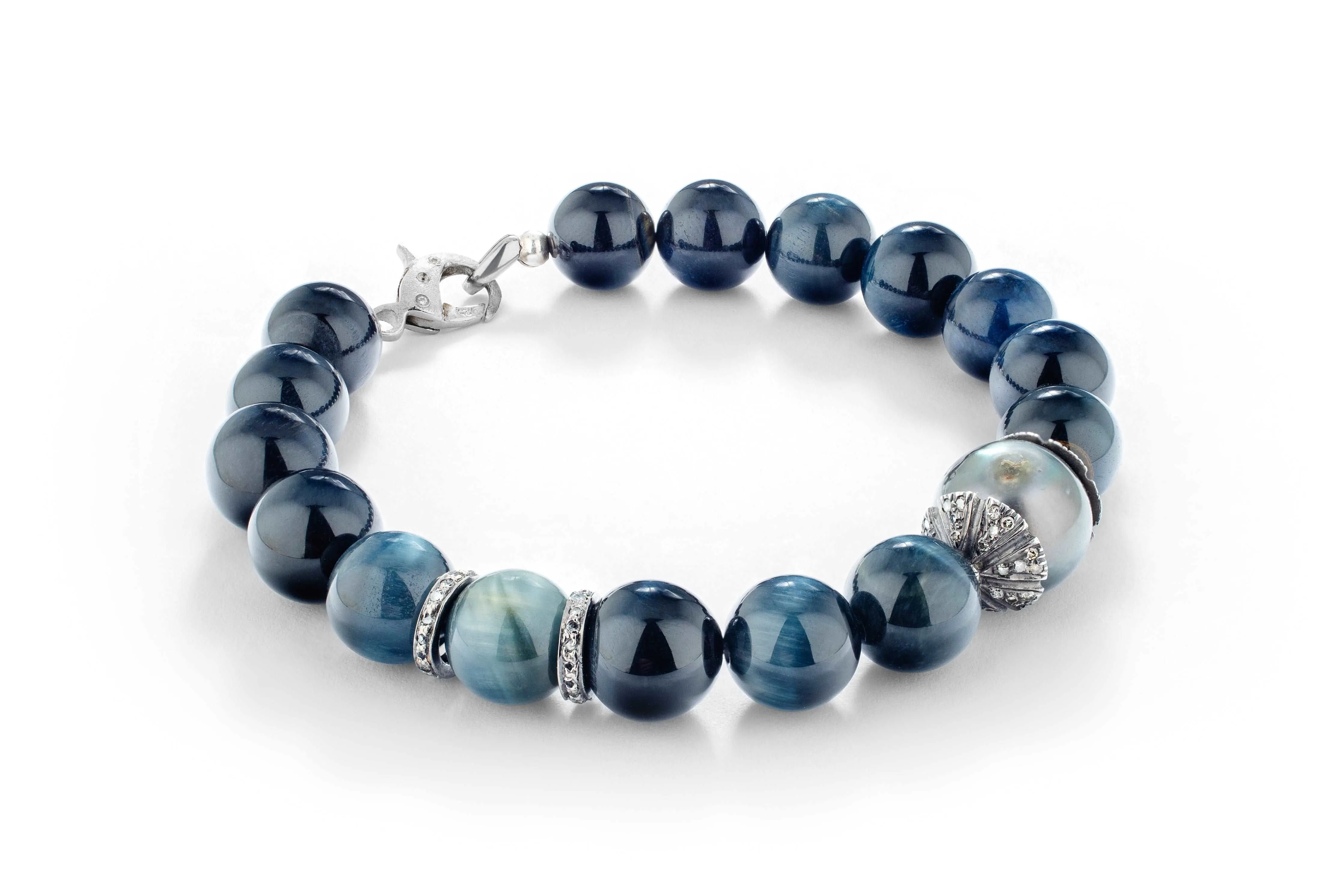 Sparkling Blue Ocean Diamond Tahitian Pearl Bracelet