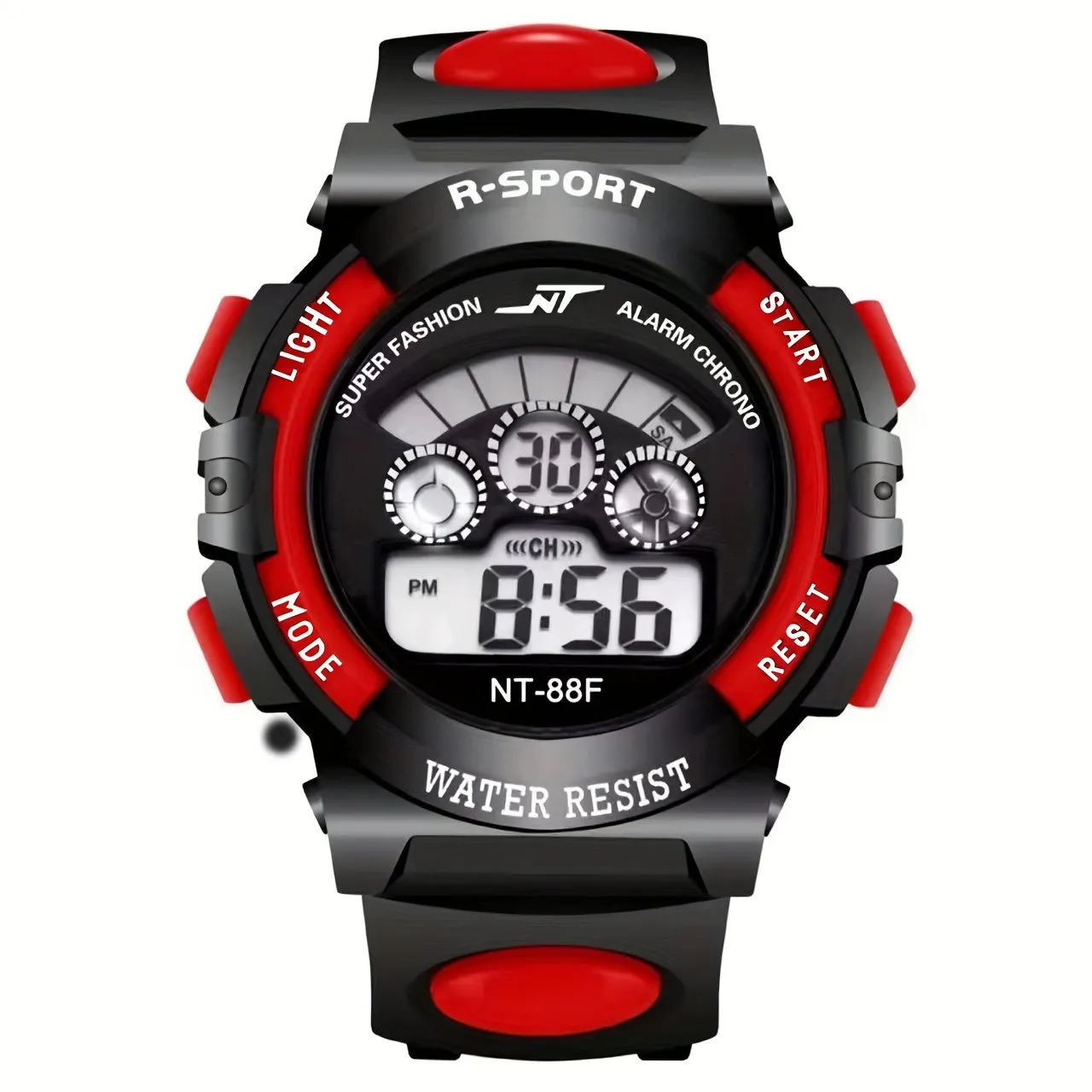 Sport Digital Watch, Alarm Clock, Timer, Calendar, Day Of The Day Wrist Watch, FS