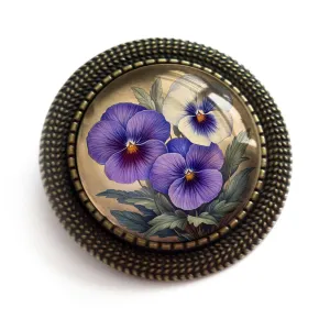 Spring Pansies Brooch, Handmade in Detroit