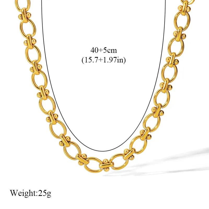 Stainless Steel Metal Chain Necklace Bracelet Waterproof Jewelry Set