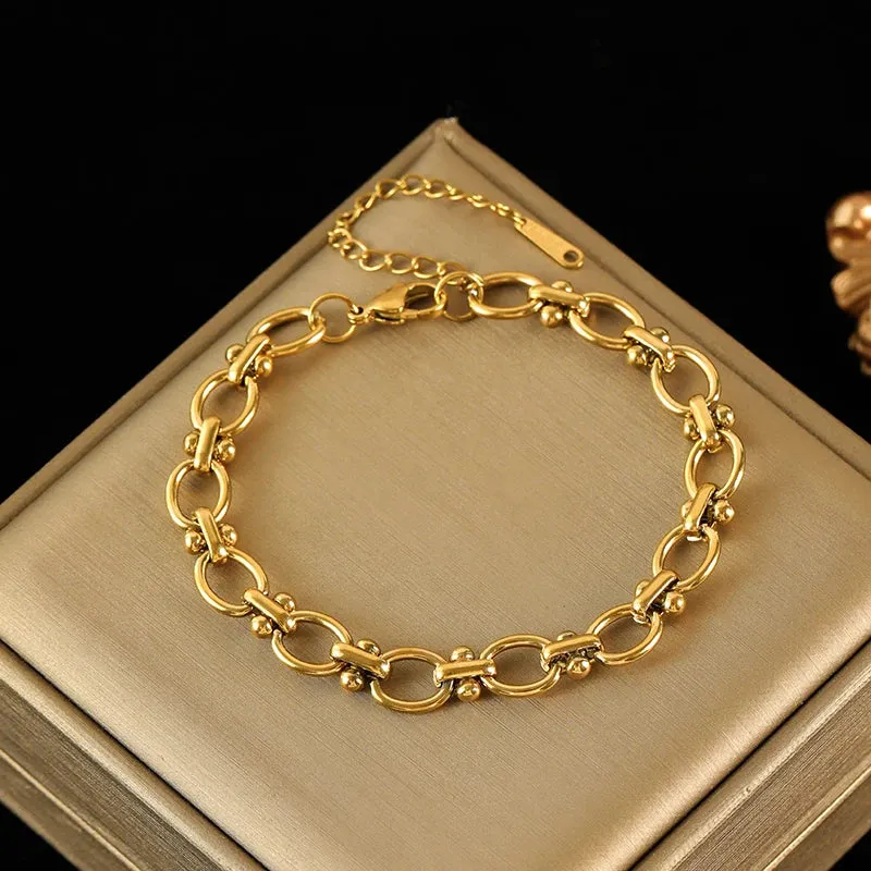 Stainless Steel Metal Chain Necklace Bracelet Waterproof Jewelry Set