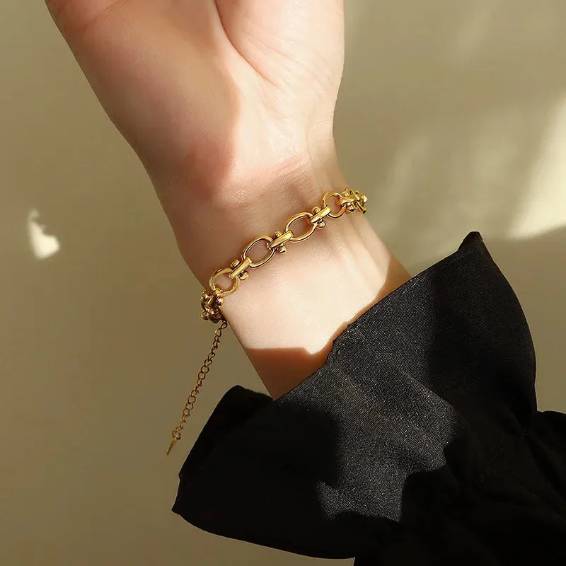 Stainless Steel Metal Chain Necklace Bracelet Waterproof Jewelry Set
