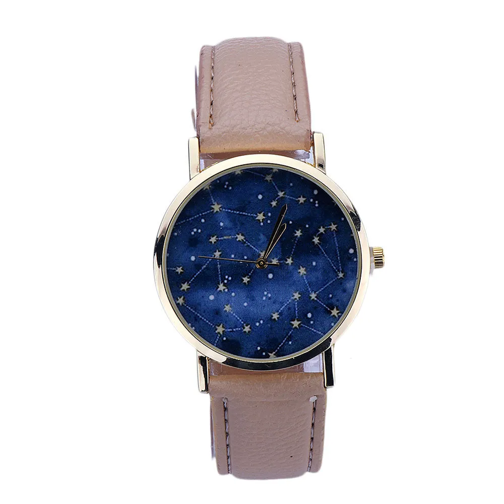 Star Design Leather Watch