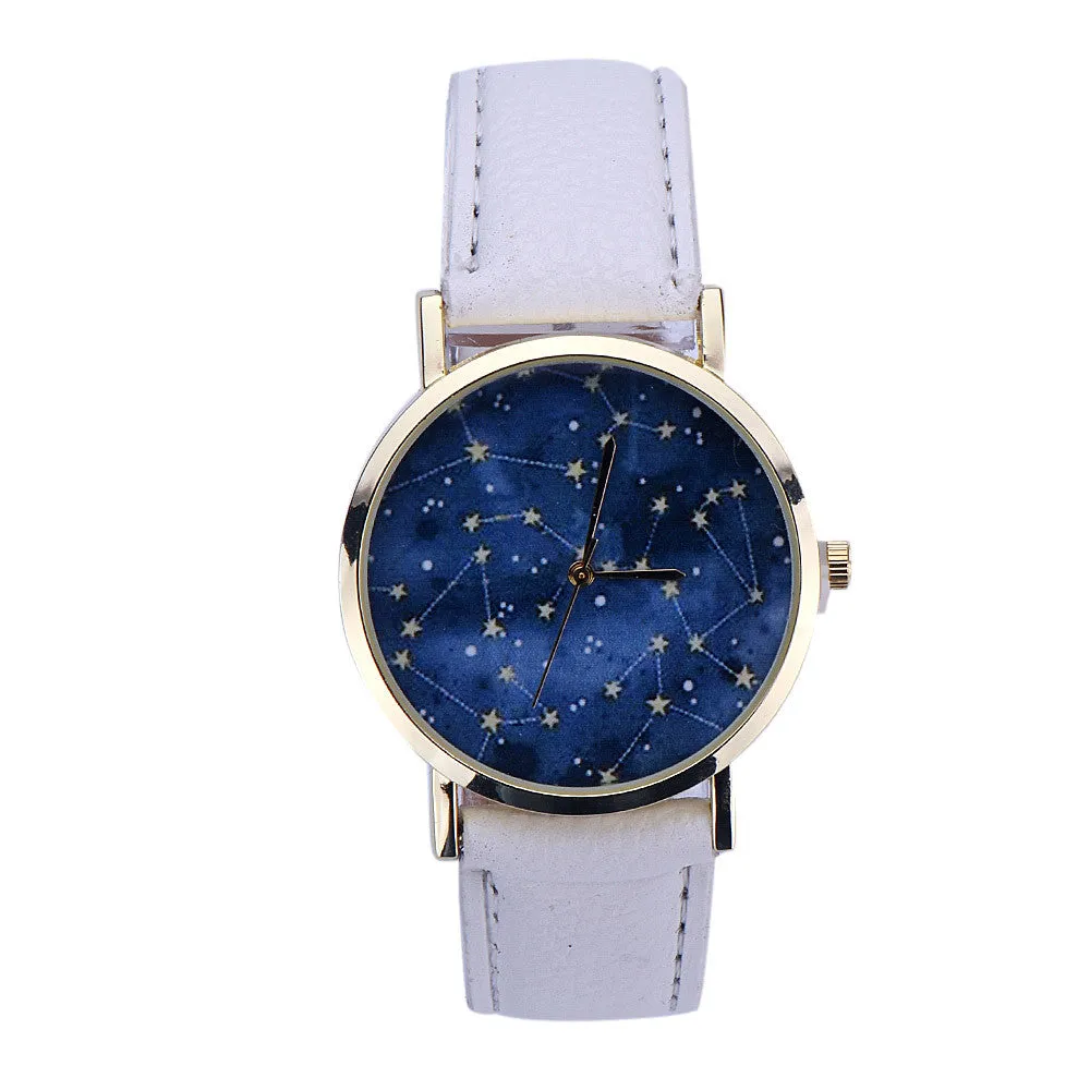 Star Design Leather Watch