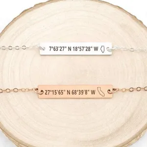 State Outline Coordinates Bracelet