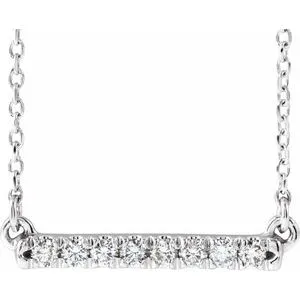 Sterling Silver 1/8 CTW Natural Diamond French-Set Bar 18" Necklace