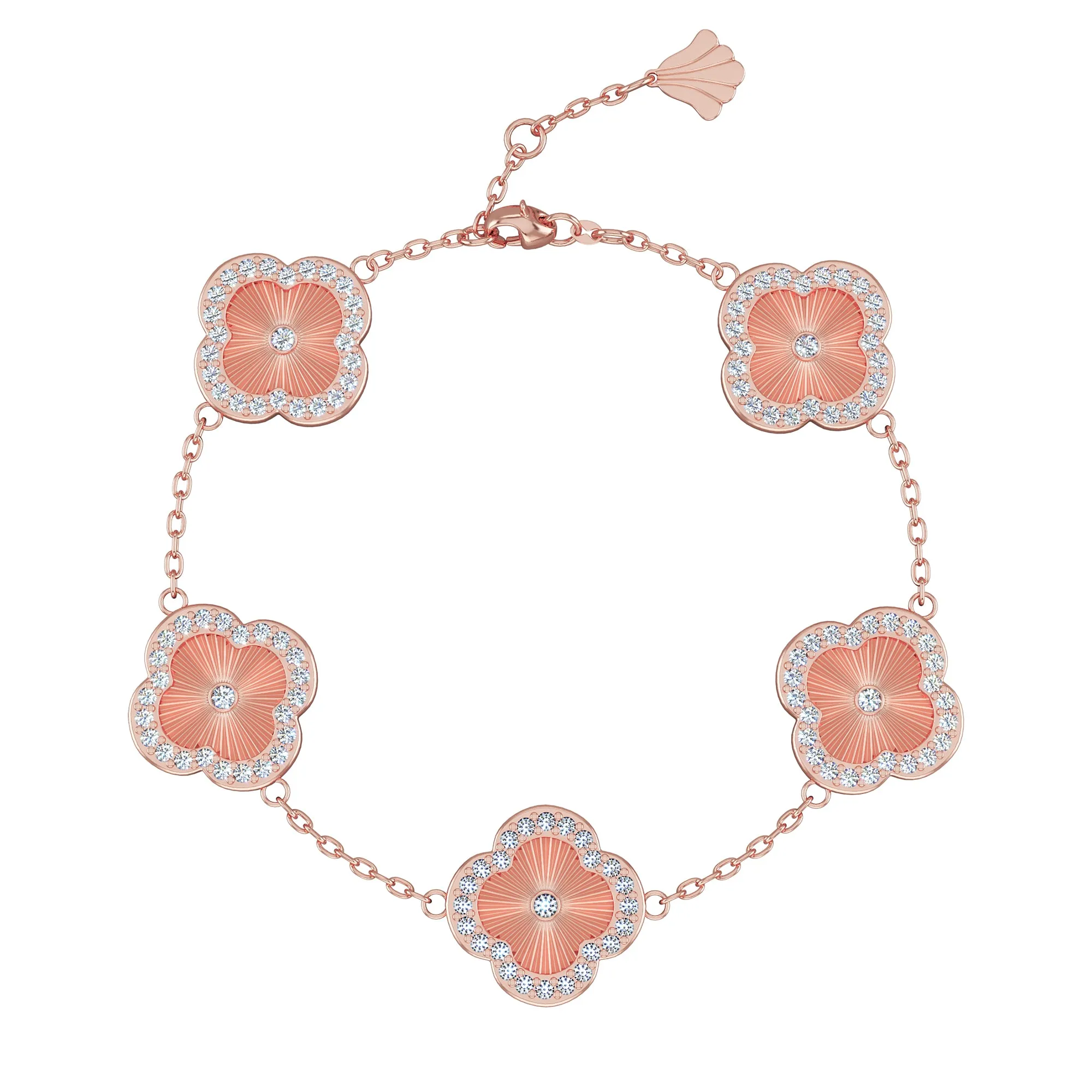 Sterling Silver CNC 5 Clover Bracelet