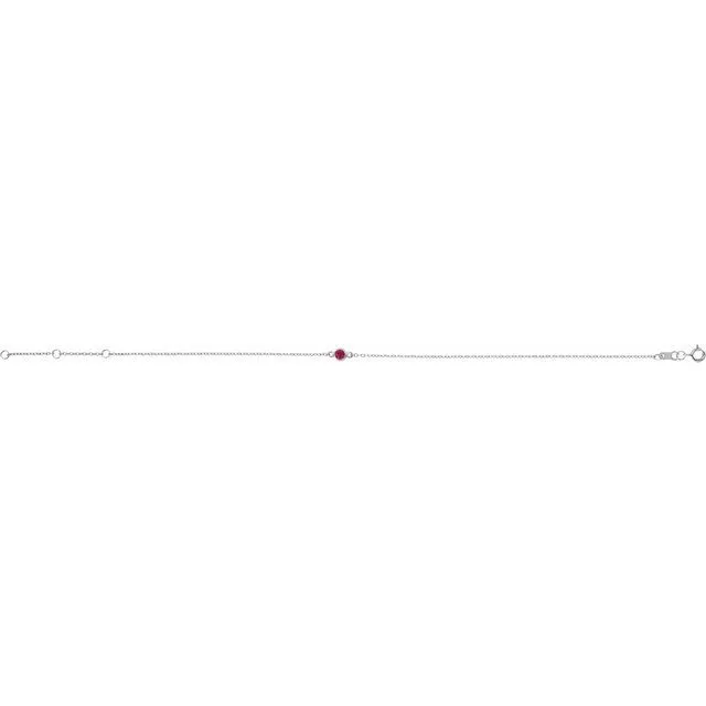 Sterling Silver Lab-Grown Ruby Bezel-Set Solitaire 6 1/2-7 1/2" Bracelet