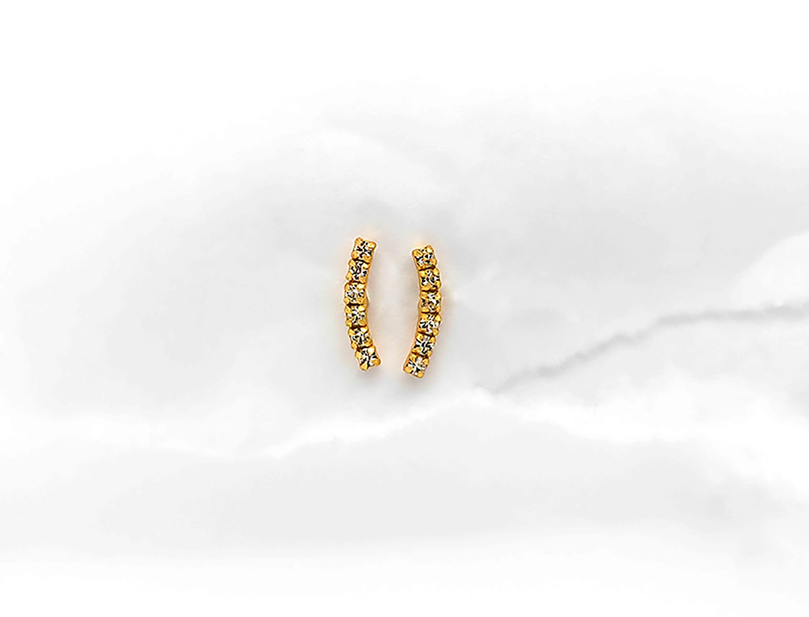 Sterling Silver Studded Curved Bar Earrings