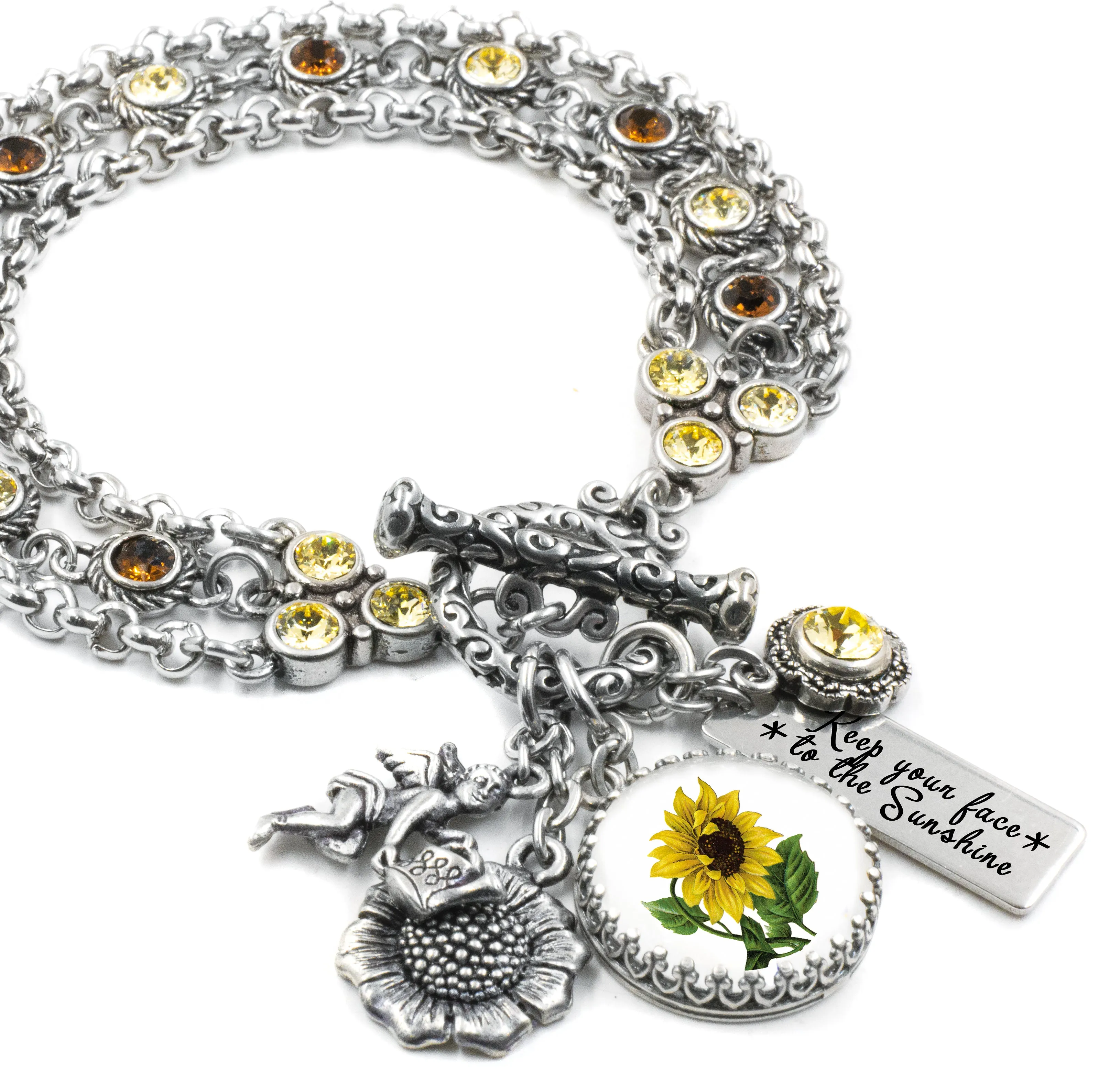Sunny Sunflower Charm Bracelet