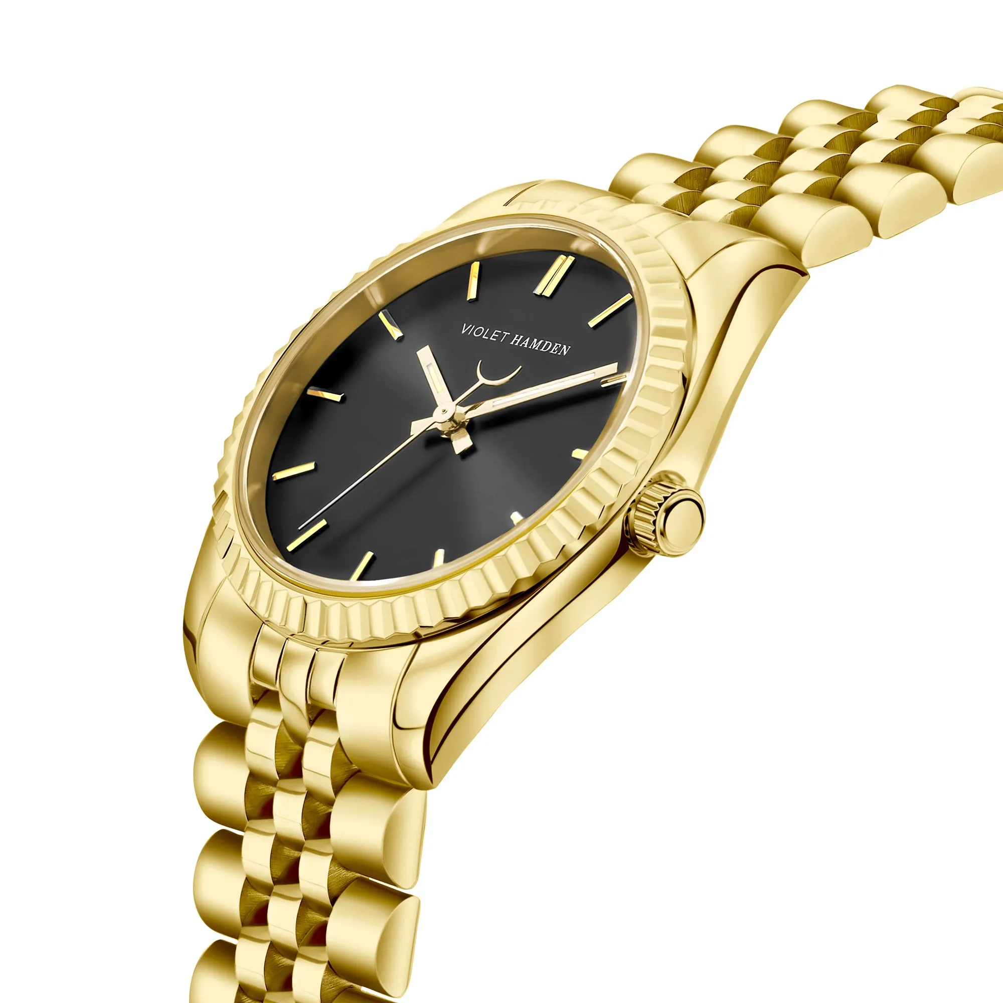 Sunrise round ladies watch gold coloured and black