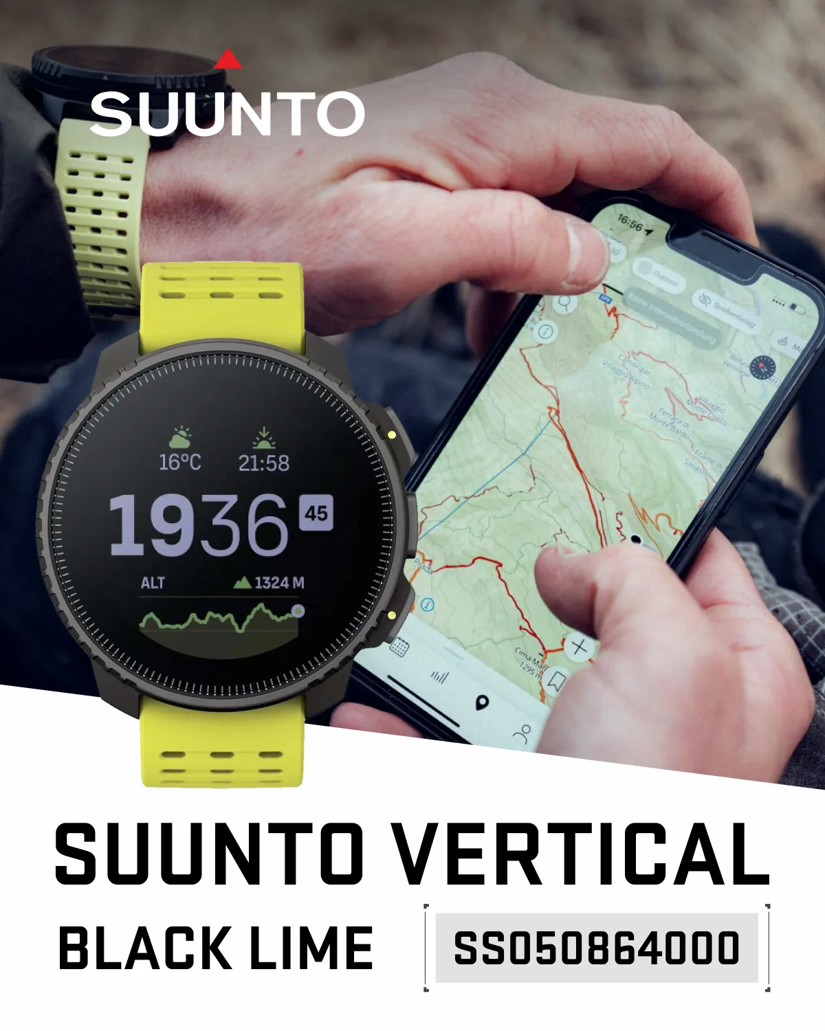 SUUNTO Vertical Adventure GPS Watch, Large Screen, Offline Maps, Solar Charging, Wearable4U