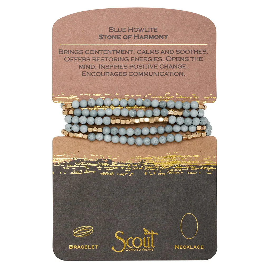 SW048 Wrap Bracelet Necklace Blue Howlite